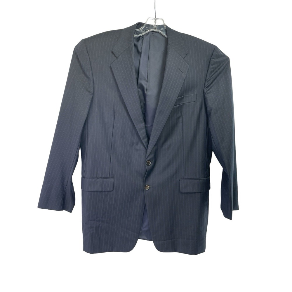 LORO Piana / Hickey Freemen Navy Blue Wool 2 Button Blazer Sz 43 Long USA Made